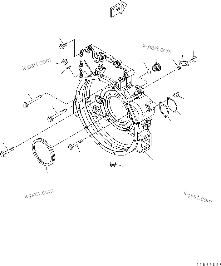 Komatsu parts book diagram for SAA6D107E-1BA S/N .-UP: FLYWHEEL HOUSING