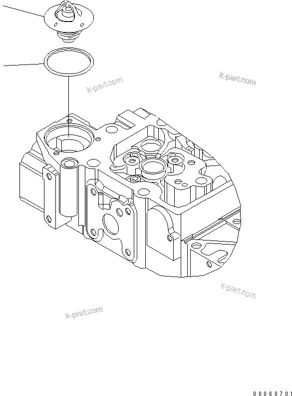 Komatsu parts book diagram for SAA6D107E-1KB-W S/N 30909615-UP: THERMOSTAT
