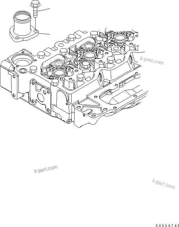 Komatsu parts book diagram for SAA6D107E-1KB-W S/N 30909615-UP: WATER OUTLET CONNECTOR