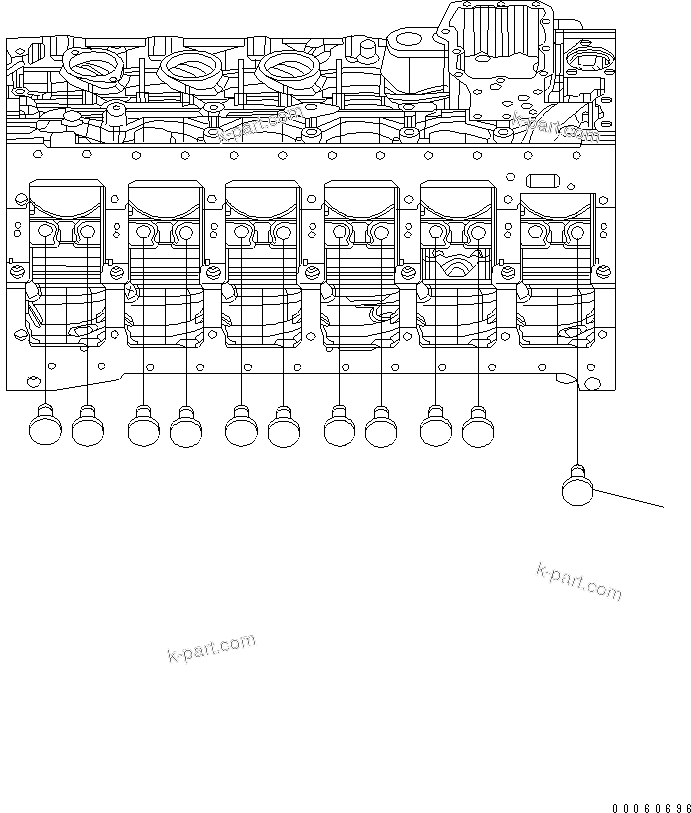 Komatsu parts book diagram for SAA6D107E-1KB-W S/N 30909615-UP: TAPPET