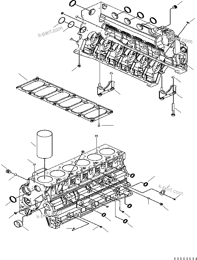 Komatsu parts book diagram for SAA6D107E-1KB-W S/N 30909615-UP: CYLINDER BLOCK