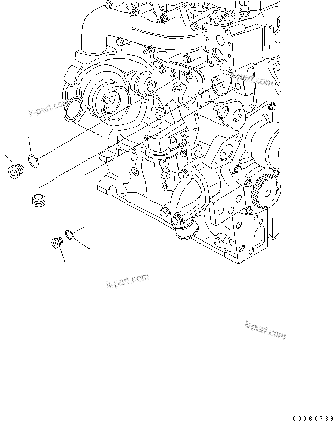 Komatsu parts book diagram for SAA6D107E-1KB-W S/N 30909615-UP: CYLINDER BLOCK PLUG