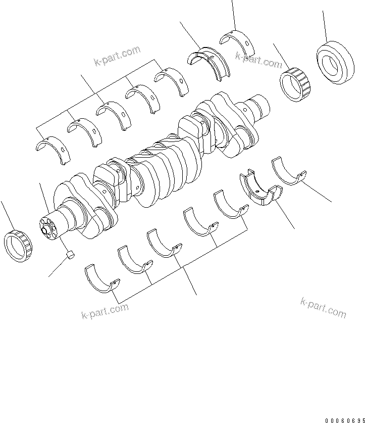 Komatsu parts book diagram for SAA6D107E-1KB-W S/N 30909615-UP: CRANKSHAFT