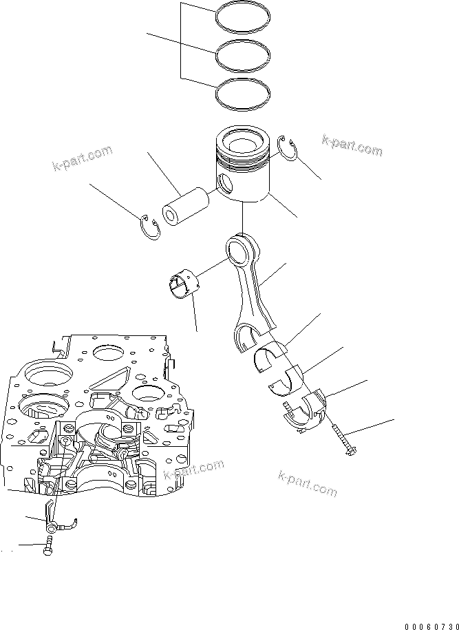 Komatsu parts book diagram for SAA6D107E-1KB-W S/N 30909615-UP: PISTON AND CONNECTING ROD