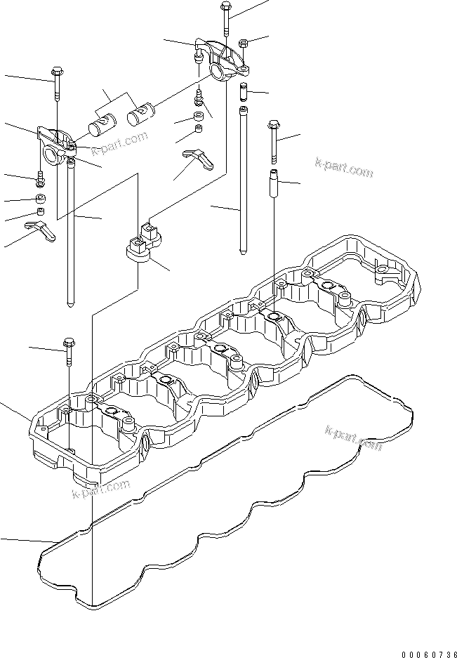 Komatsu parts book diagram for SAA6D107E-1KB-W S/N 30909615-UP: ROCKER ARM
