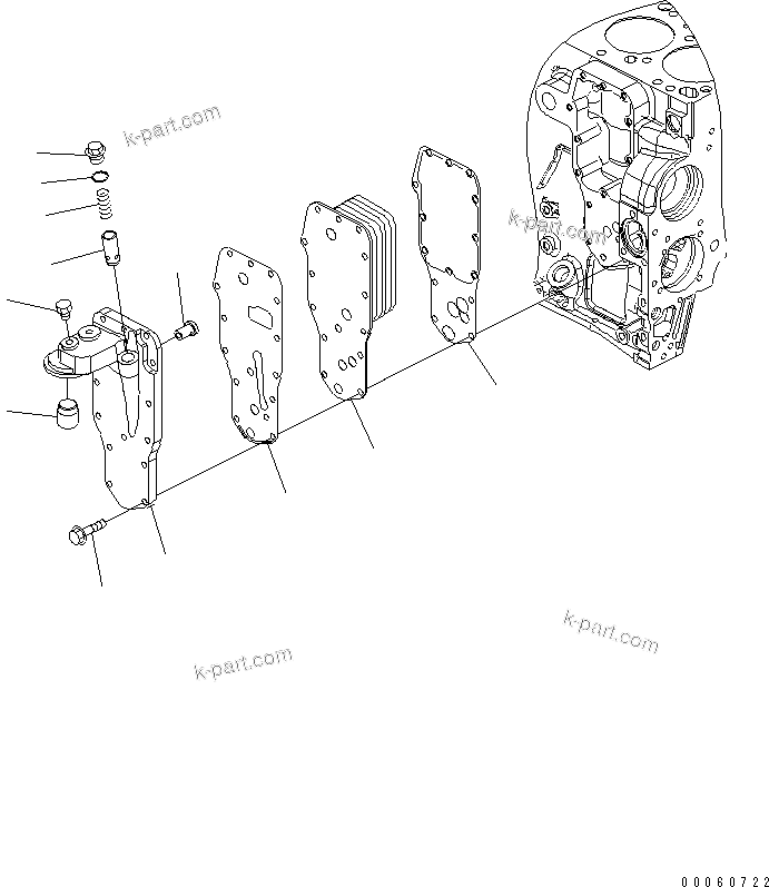 Komatsu parts book diagram for SAA6D107E-1KB-W S/N 30909615-UP: OIL COOLER