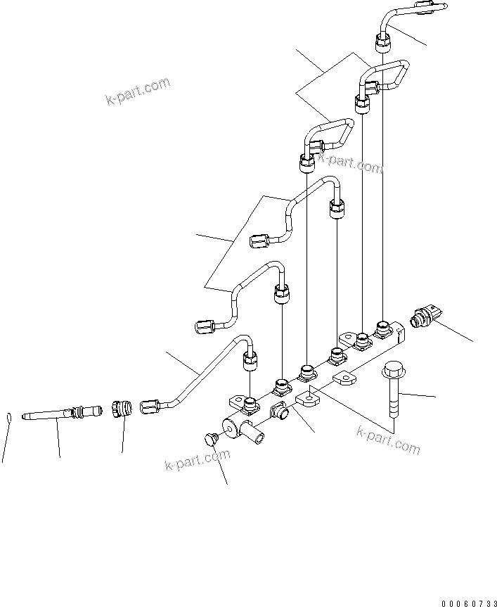 Komatsu parts book diagram for SAA6D107E-1KB-W S/N 30909615-UP: FUEL FILTER PIPING AND COMMON RAIL