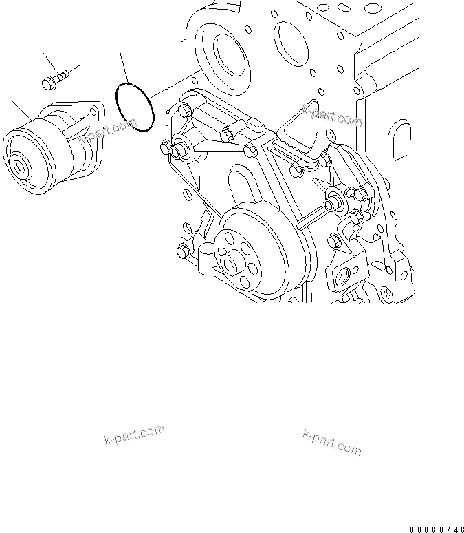 Komatsu parts book diagram for SAA6D107E-1KB-W S/N 30909615-UP: WATER PUMP