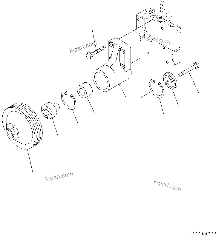Komatsu parts book diagram for SAA6D107E-1KB-W S/N 30909615-UP: COOLING FAN DRIVE PULLEY
