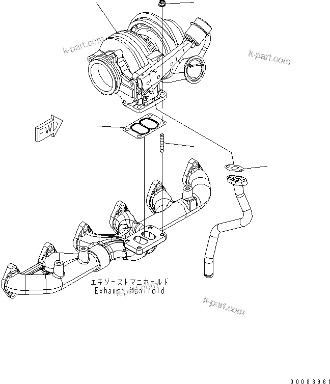 Komatsu parts book diagram for SAA6D114E-3 S/N .-UP: TURBOCHARGER KIT AND MOUNTING