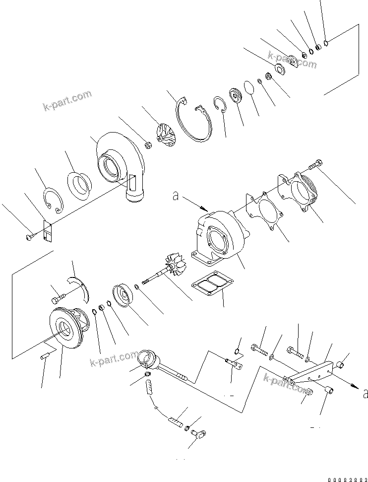 Komatsu parts book diagram for SAA6D114E-3 S/N .-UP: TURBOCHARGER (INNNER PARTS)