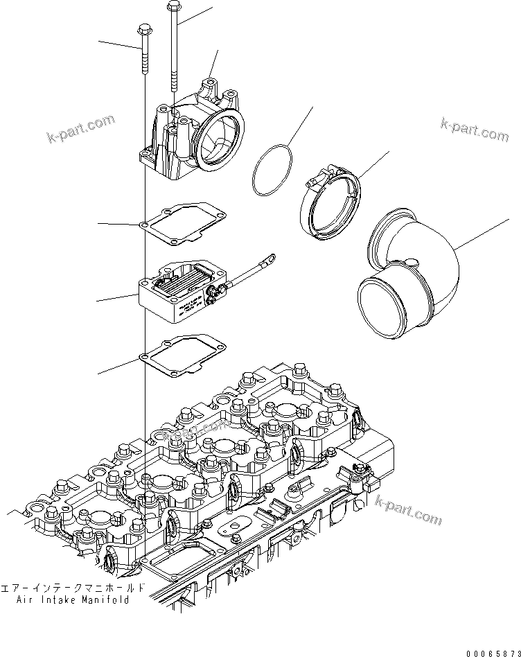 Komatsu parts book diagram for SAA6D114E-3 S/N .-UP: AIR INTAKE HEATER AND CONNECTION