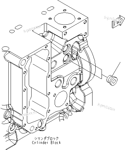 Komatsu parts book diagram for SAA6D114E-3 S/N .-UP: CYLINDER BLOCK (TORQUE CONVERTER OIL COOLER PLUG)