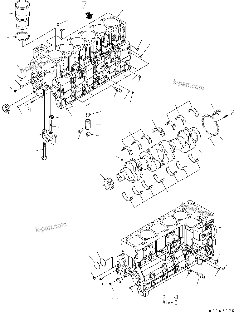 Komatsu parts book diagram for SAA6D114E-3 S/N .-UP: CYLINDER BLOCK