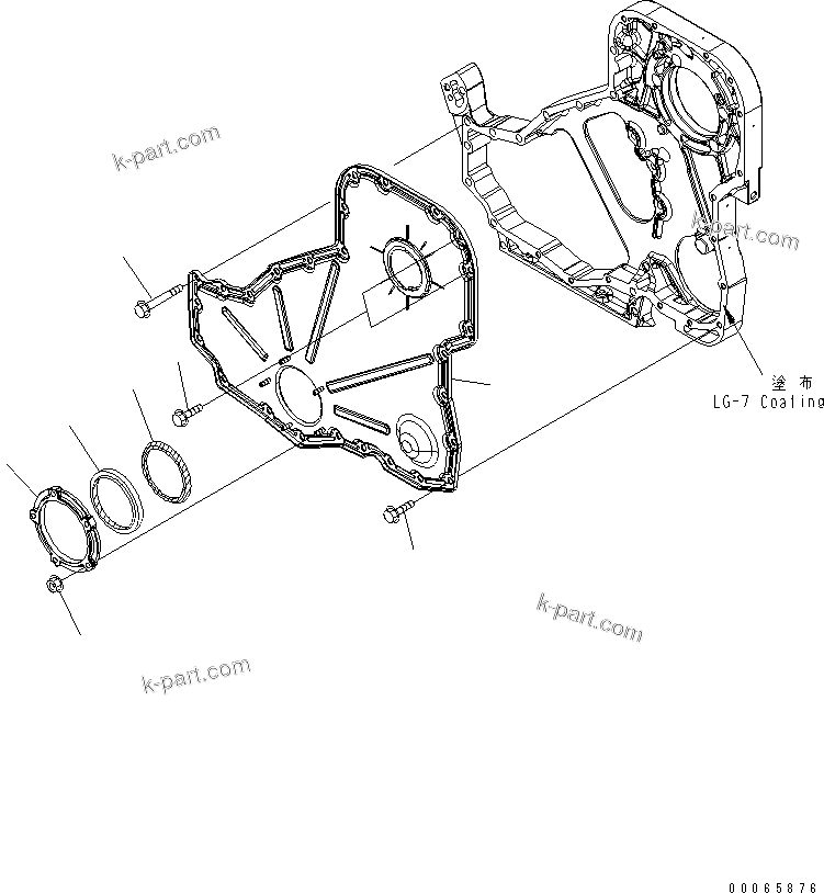 Komatsu parts book diagram for SAA6D114E-3 S/N .-UP: FRONT GEAR COVER
