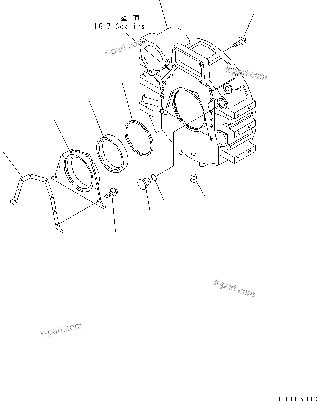 Komatsu parts book diagram for SAA6D114E-3 S/N .-UP: FLYWHEEL HOUSING