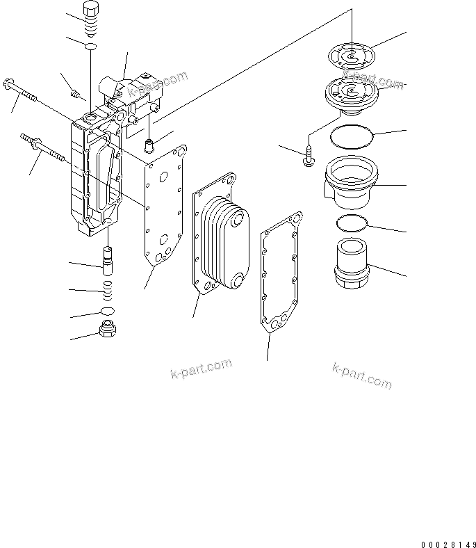 Komatsu parts book diagram for SAA6D114E-3 S/N .-UP: LUBRICATING OIL COOLER