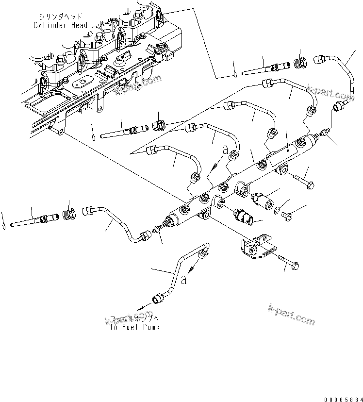 Komatsu parts book diagram for SAA6D114E-3 S/N .-UP: FUEL INJECTION PIPING