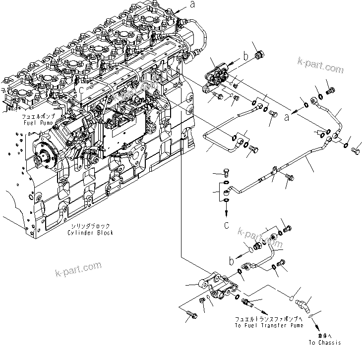 Komatsu parts book diagram for SAA6D114E-3 S/N .-UP: FUEL PIPING