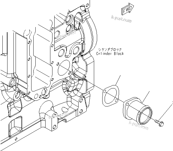Komatsu parts book diagram for SAA6D114E-3 S/N .-UP: WATER INLET CONNECTION