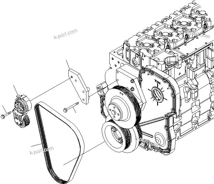 Komatsu parts book diagram for SAA6D114E-3 S/N .-UP: FAN DRIVE (BELT AND TENSIONER)
