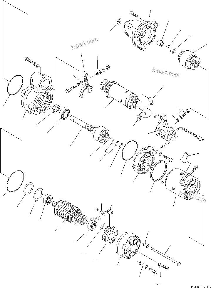 Komatsu parts book diagram for SAA6D114E-3 S/N .-UP: STARTING MOTOR (NIKKO 24V - 11KW)