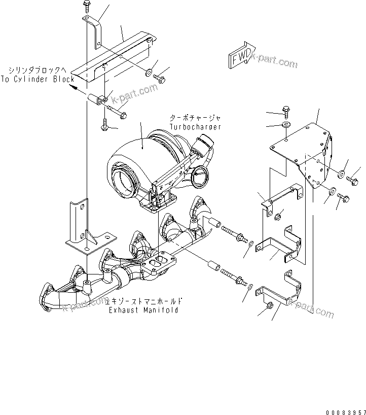 Komatsu parts book diagram for SAA6D114E-3 S/N .-UP: HEAT SHIELD