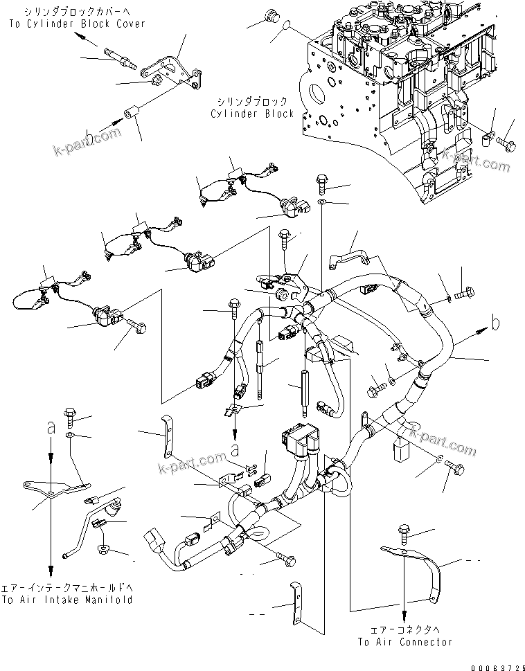 Komatsu parts book diagram for SAA6D114E-3 S/N .-UP: ENGINE WIRING HARNESS