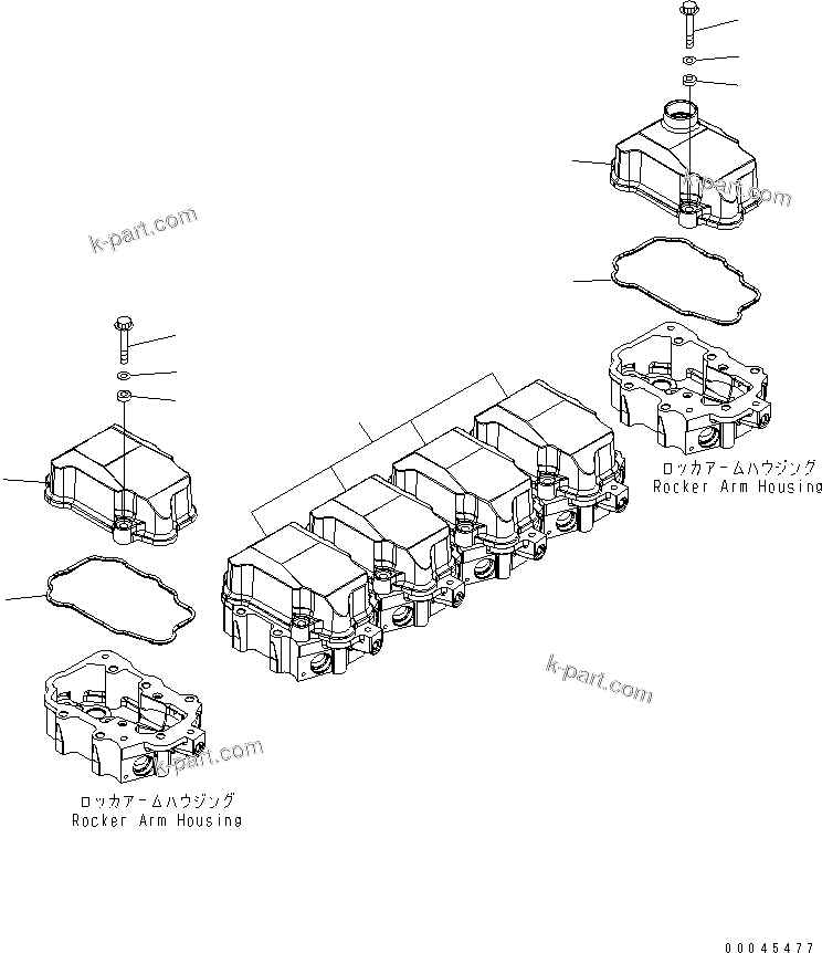Komatsu parts book diagram for SAA6D125E-5 S/N 560001-UP: ROCKER ARM HOUSING COVER
