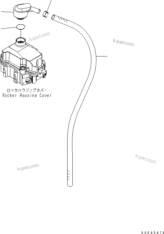 Komatsu parts book diagram for SAA6D125E-5 S/N 560001-UP: ROCKER ARM HOUSING COVER ACCESSORY (BREATHER AND HOSE)