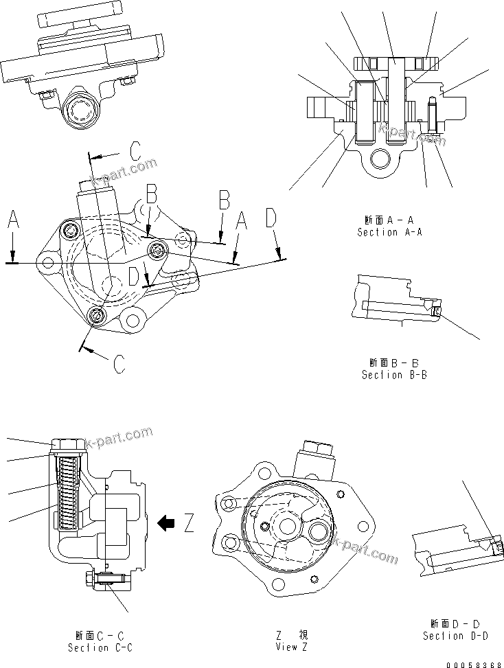 Komatsu parts book diagram for SAA6D125E-5 S/N 560001-UP: EXHAUST GAS RECIRCULATION OIL PUMP (INNER PARTS)