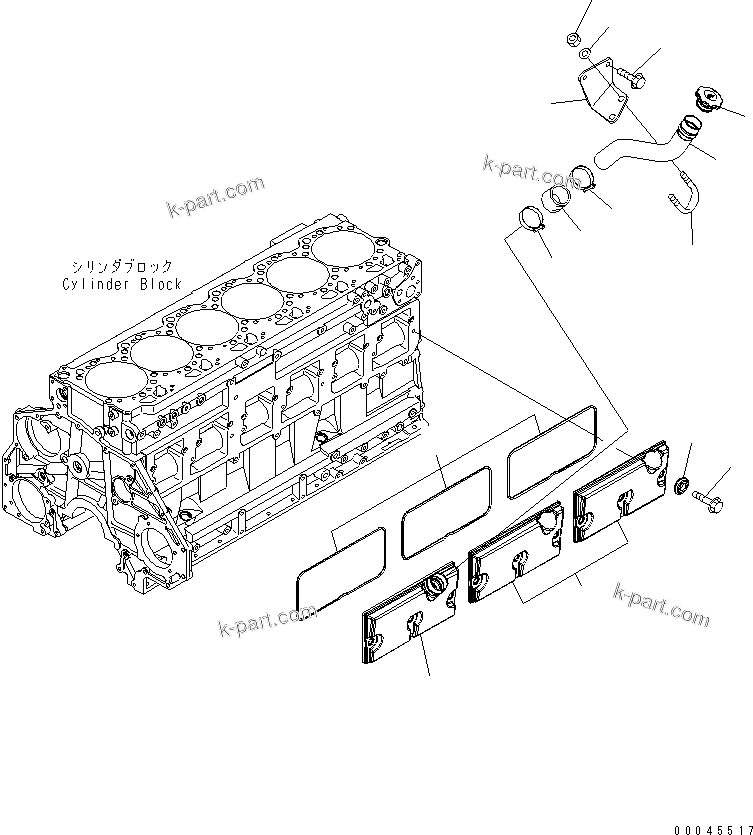 Komatsu parts book diagram for SAA6D125E-5 S/N 560001-UP: CAM FOLLOWER COVER AND OIL FILLER