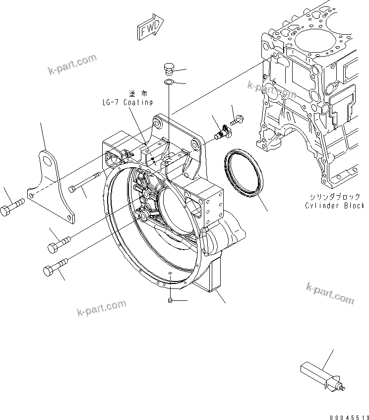 Komatsu parts book diagram for SAA6D125E-5 S/N 560001-UP: FLYWHEEL HOUSING