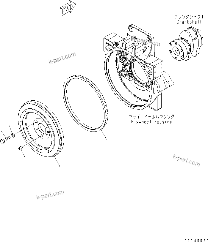 Komatsu parts book diagram for SAA6D125E-5 S/N 560001-UP: FLYWHEEL