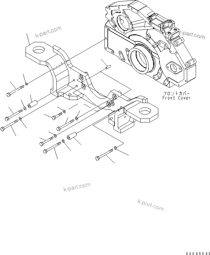 Komatsu parts book diagram for SAA6D125E-5 S/N 560001-UP: ENGINE FRONT SUPPORT