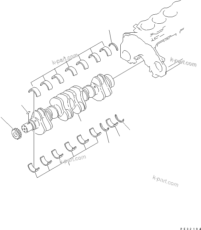 Komatsu parts book diagram for SAA6D125E-5 S/N 560001-UP: CRANKSHAFT
