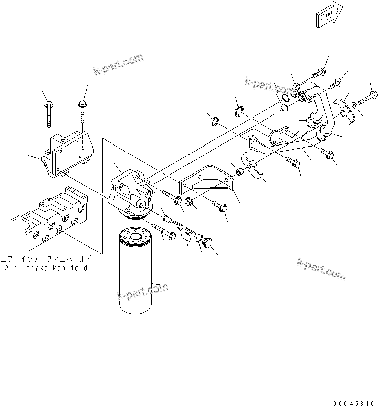 Komatsu parts book diagram for SAA6D125E-5 S/N 560001-UP: OIL FILTER AND PIPING