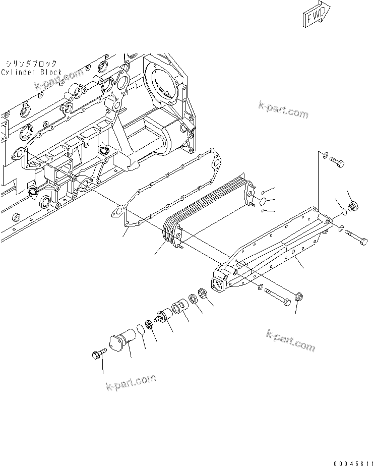 Komatsu parts book diagram for SAA6D125E-5 S/N 560001-UP: OIL COOLER