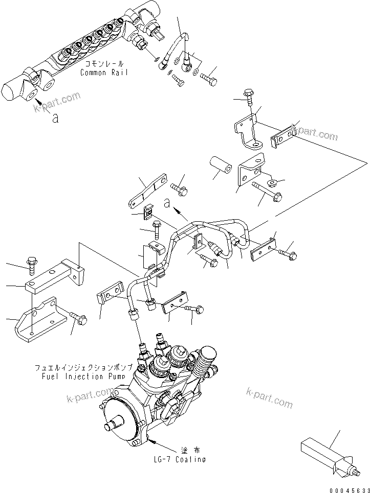Komatsu parts book diagram for SAA6D125E-5 S/N 560001-UP: FUEL SUPPLY AND RETURN PIPING