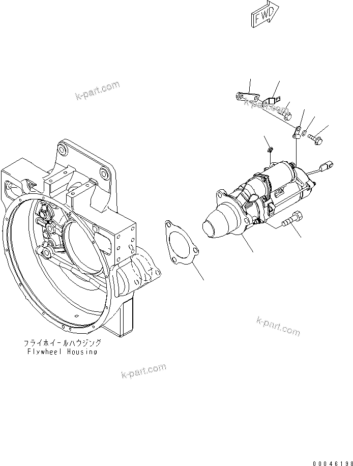 Komatsu parts book diagram for SAA6D125E-5 S/N 560001-UP: STARTING MOTOR MOUNTING (7.5KW)