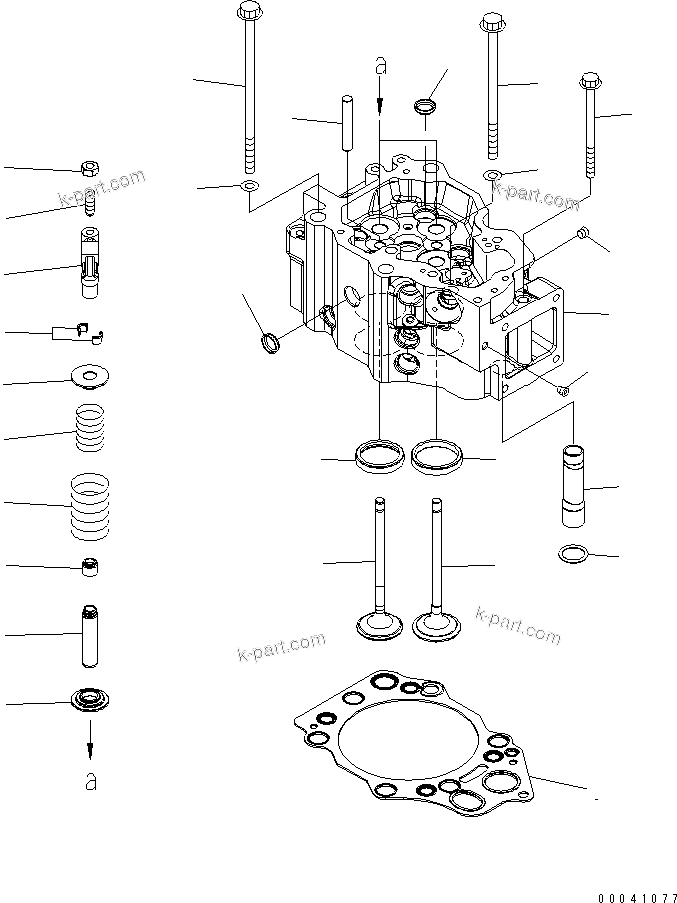 Komatsu parts book diagram for SAA6D140E-5E S/N 530001-UP: CYLINDER HEAD