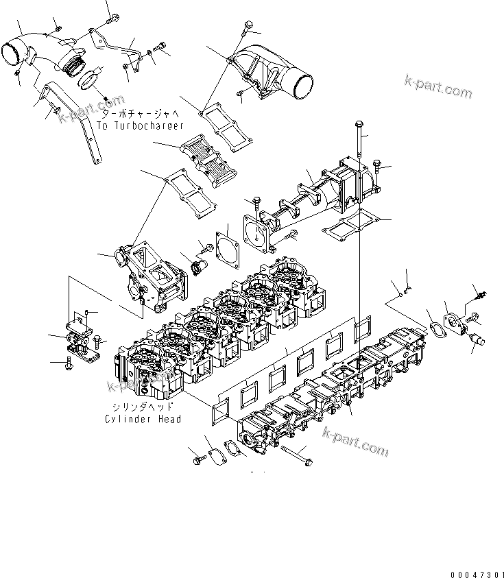 Komatsu parts book diagram for SAA6D140E-5E S/N 530001-UP: AIR INTAKE MANIFOLD AND CONNECTION(#530008-)
