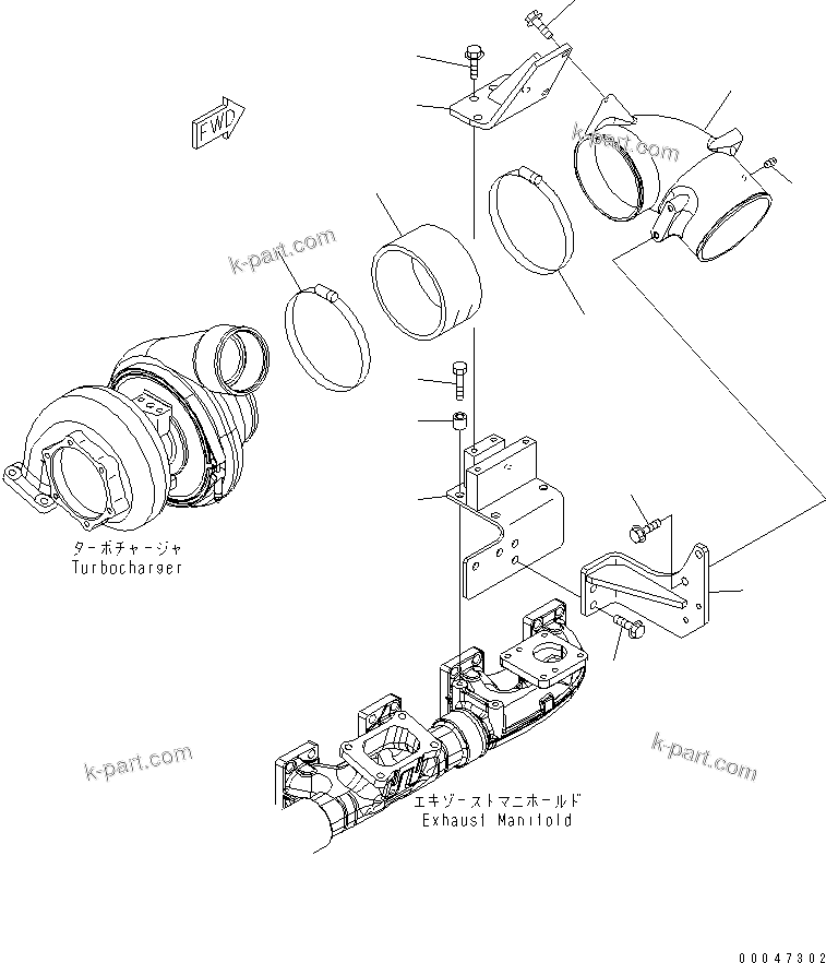 Komatsu parts book diagram for SAA6D140E-5E S/N 530001-UP: AIR CONNECTION (AIR CLEANER REMOTE MOUNT SPEC.)(#530008-)