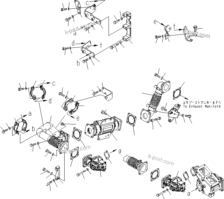 Komatsu parts book diagram for SAA6D140E-5E S/N 530001-UP: EXHAUST GAS RECIRCULATION VALVE (1/7) (COOLER AND VALVE MOUNTING) (WITH BYPASS VALVE)(#530699-)