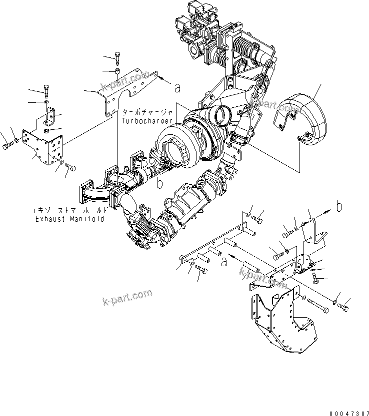 Komatsu parts book diagram for SAA6D140E-5E S/N 530001-UP: HEAT SHIELD (1/2) (TURBOCHARGER AND EXHAUST MANIFOLD)(#530008-)
