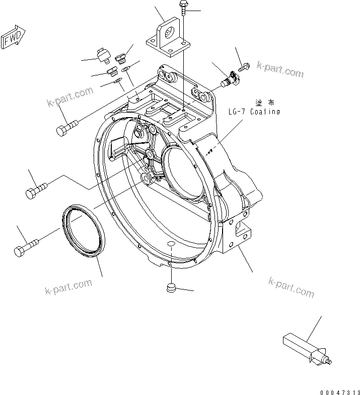 Komatsu parts book diagram for SAA6D140E-5E S/N 530001-UP: FLYWHEEL HOUSING(#530008-)
