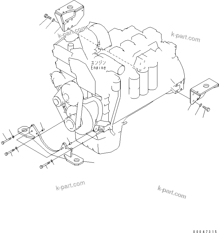 Komatsu parts book diagram for SAA6D140E-5E S/N 530001-UP: ENGINE SUPPORT(#530008-)