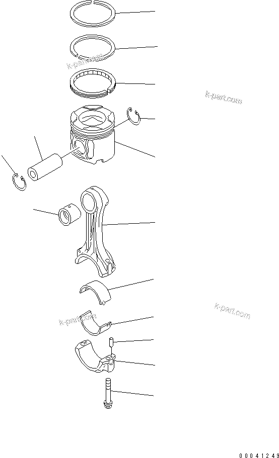 Komatsu parts book diagram for SAA6D140E-5E S/N 530001-UP: PISTON AND CONNECTING ROD