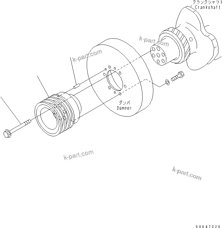 Komatsu parts book diagram for SAA6D140E-5E S/N 530001-UP: CRANK PULLEY (NON HARDENING)(#530008-)