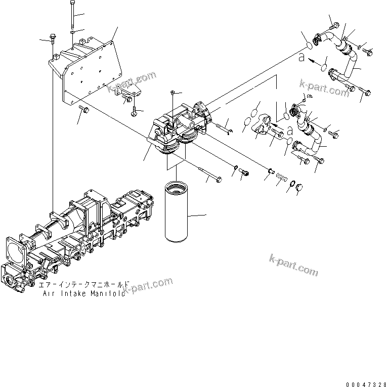Komatsu parts book diagram for SAA6D140E-5E S/N 530001-UP: OIL FILTER AND PIPING(#530008-)